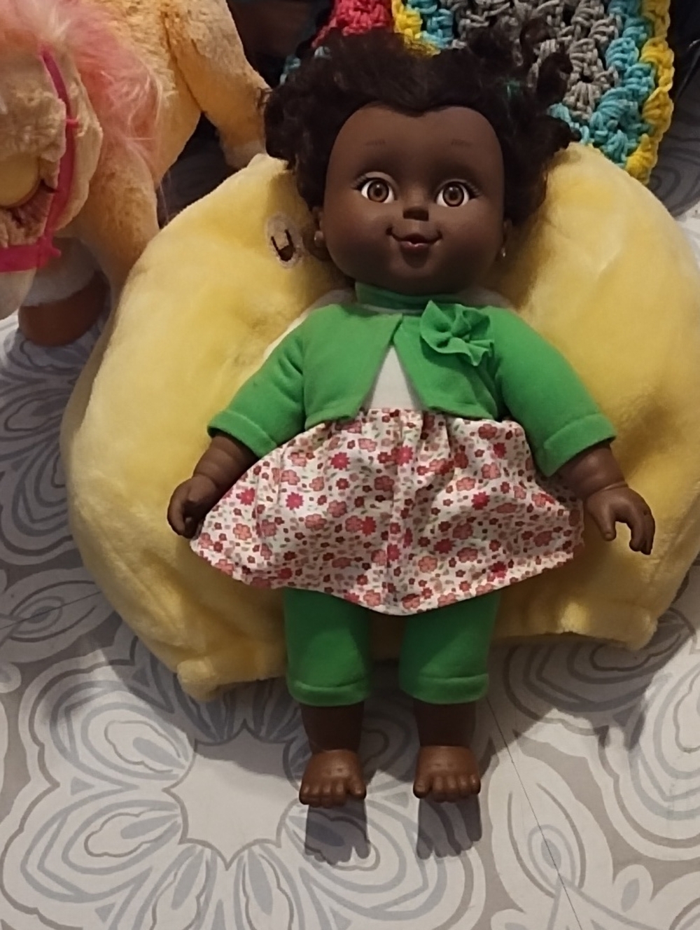 African American Black Girl Baby Doll in Green Outfit Brand Positively Perfect